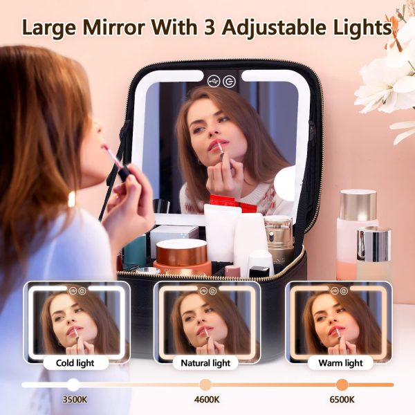 VANMRIOR Travel Makeup Bag with LED Lighted Make up Case with Mirror 3 - Image 4
