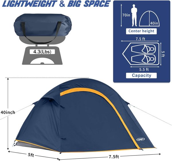Camping Tent 4 Person, Waterproof Windproof Tent with Rainfly Easy Set - Image 3