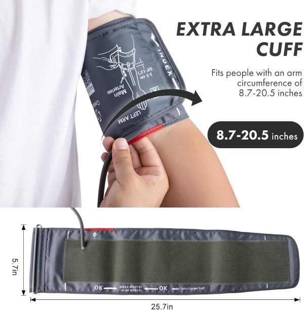 9"-20.5" Blood Pressure Cuff Arm, Wide-Range Extra Large Replacement Cuff, - Image 3