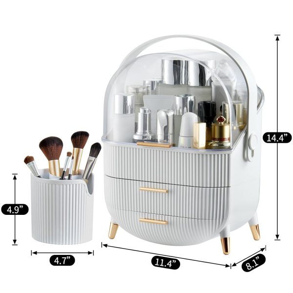 CANITORON Makeup Organizer,Skincare Organizer with 2 Drawers and Brush - Image 2