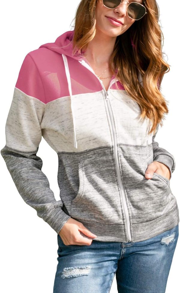 DOUBLJU Lightweight Thin Zip-Up Hoodie Jacket for Women with Plus Size - Image 5