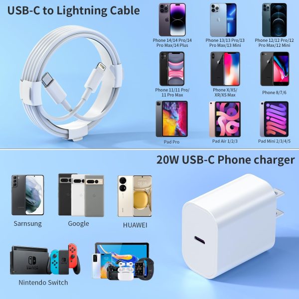 Fast Charging 3 Pack 20W PD USB C Wall Charger and 6FT Cable for iPhone - Image 6