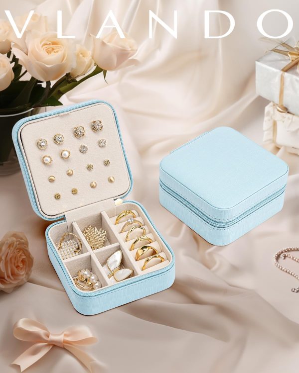 Vlando Travel Jewelry Case, Small Travel Jewelry Organizer Box for Girls - Image 6