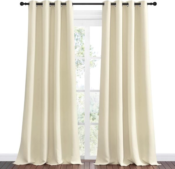 NICETOWN Beige Room Darkening Curtains 120" Long for Boho Farmhouse Home - Image 2