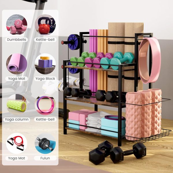 HOYRR Home Gym Storage, 3 Tier Home Gym Storage Rack, Weight Rack for Home - Image 2
