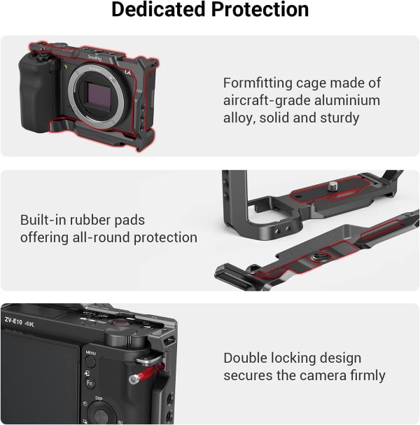 SMALLRIG ZV-E10 Cage with Silicone Handle and Built-in Threaded Holes, Cold - Image 3