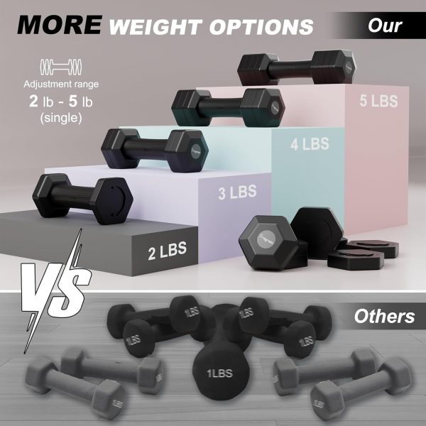 Adjustable Dumbbell Set, 4 in 1 Hand Weights Set for Women Men 10 LB - Image 2
