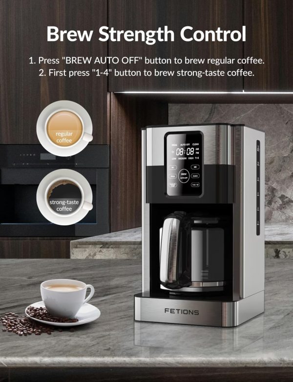Coffee Maker with Glass Carafe for Home Office, Programmable Stainless - Image 7