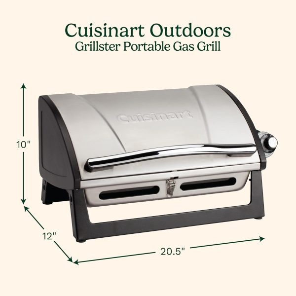 Cuisinart Grillster Portable Gas Grill, Stainless Steel Compact BBQ Grill - Image 2