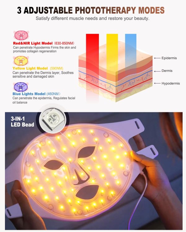Red Light Therapy for Face,3 Modes LED Face Mask Light - Image 3