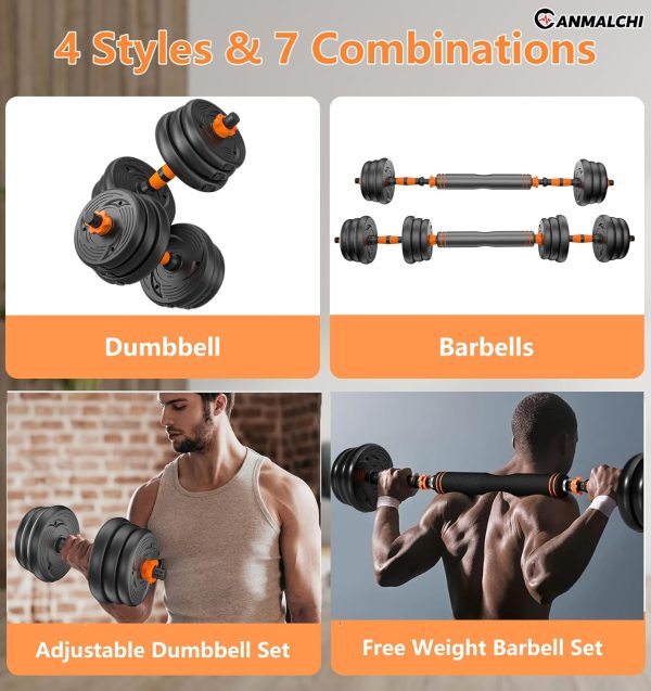 CANMALCHI Adjustable Dumbbells Weights Set 20lbs/33lbs/44lbs for Indoor - Image 3
