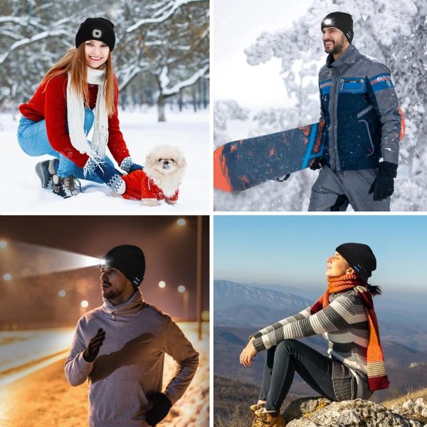 Gifts for Men, Stocking Stuffers for Adults Men LED Bluetooth Beanie Hat, - Image 7