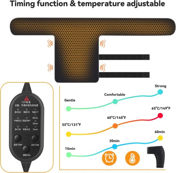 Yabuu Heated Massage Waist Hip Support Brace Heating Pad for Sciatica Pain - Image 6