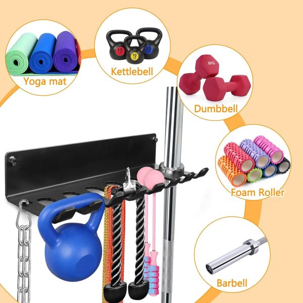Gym Rack Organizer, Home Gym Accessories Hanger, Wall Mount Hooks for - Image 7
