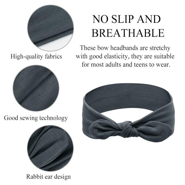 Huachi 12 Pack Bow Headbands for Women Elastic Hair Band Headwraps Knotted - Image 3