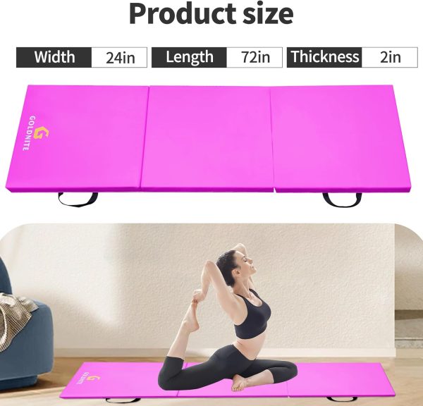 Tri-Fold Folding Exercise Mat, 1.5/2 Inch Thick Gymnastic Mat Colorful - Image 6