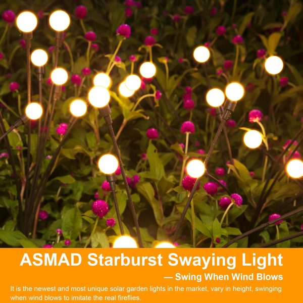 Solar Garden Lights, ASMAD 4 Pack 32 LED Solar Outdoor Lights, Outdoor - Image 5