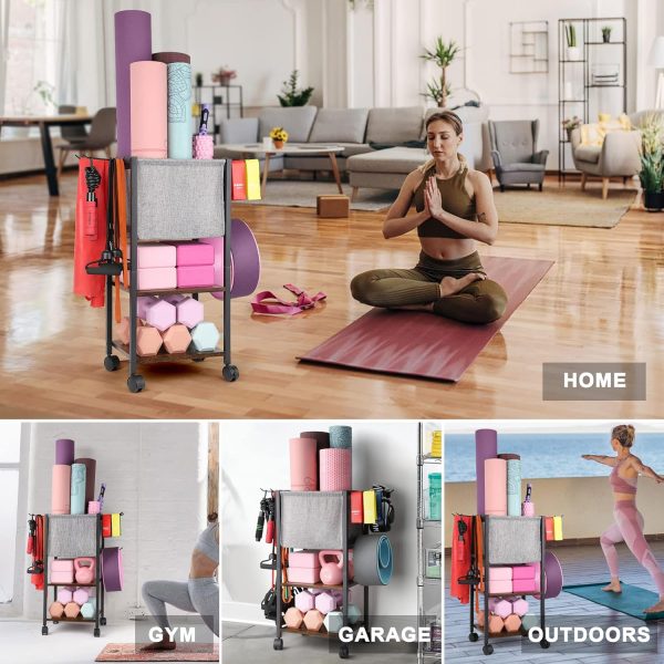 Yoga Mat Storage Rack Home Gym Equipment Workout Equipment Organizer Yoga - Image 5