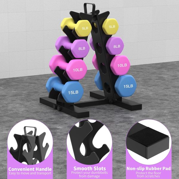 TomCare 4 Tier Dumbbell Rack Stand Only, Weight Rack for Dumbbell Set (1-15 - Image 3
