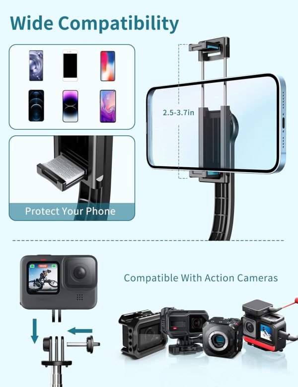 Selfie Stick, 41'' Extendable Phone Tripod Stand with Phone Holder & - Image 4