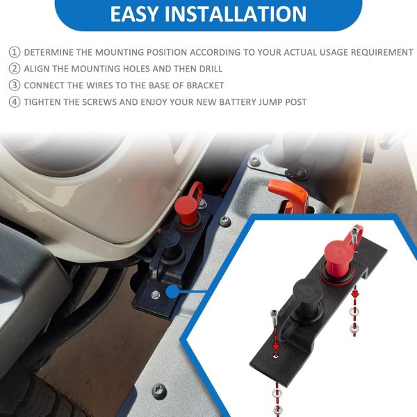 Wsays UTV Battery Jump Post Terminals Relocation Kit Quick Charging Battery - Image 4
