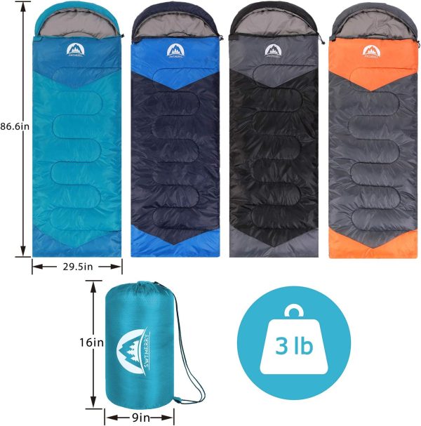 SWTMERRY Sleeping Bag 3 Seasons (Summer, Spring, Fall) Warm & Cool Weather - Image 2