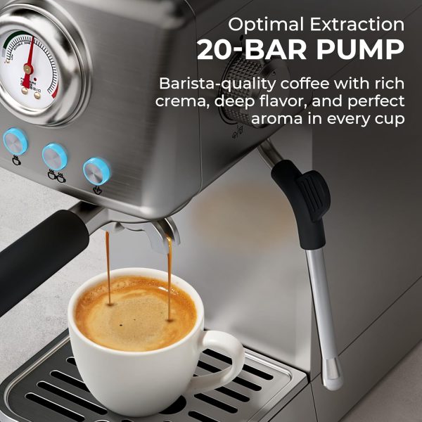 Kaffe 20 Bar Espresso Machine w/Premium Accesories & Milk Frothing Steamer - Image 5
