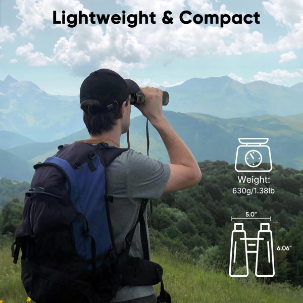 WOSPORTS 10x42 Binoculars for Adults, IP67 Waterproof Binoculars with Clear - Image 5