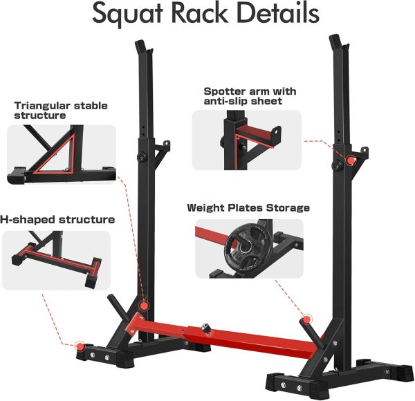 CANPA Adjustable Squat Rack Stand Multi-Function Barbell Rack Weight - Image 2