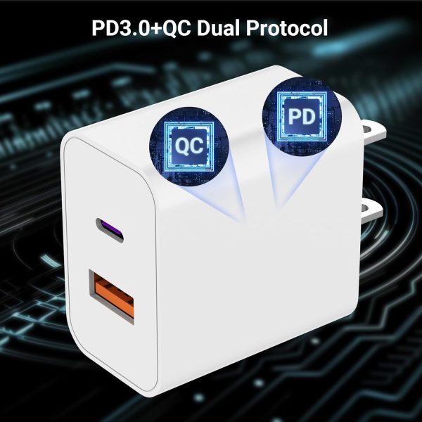 USB C Charger iPhone Charger Fast Charging 3Pack 20W PD+QC3.0 USB A Dual - Image 2