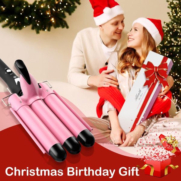 3 Barrel Curling Iron Hair Crimper: Aleath Dual Voltage Three Barrels Hair - Image 2