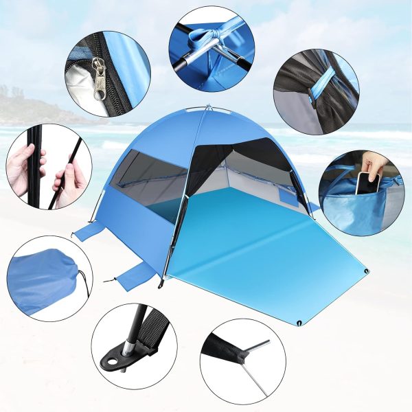 Large Easy Setup Beach Tent,Anti-UV Shelter Canopy Sun Shade with Extended - Image 4
