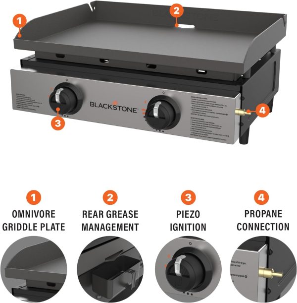 Blackstone 1666 22” Tabletop Griddle with Stainless Steel Faceplate, Powder - Image 2