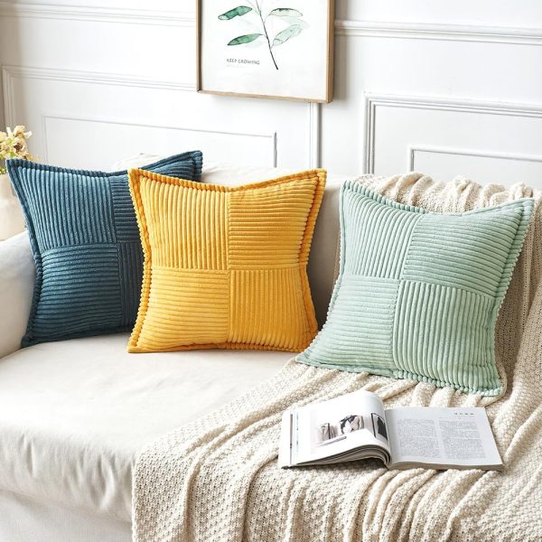 MIULEE Golden Yellow Pillow Covers 20x20 Inch with Splicing Set of 2 Super - Image 5