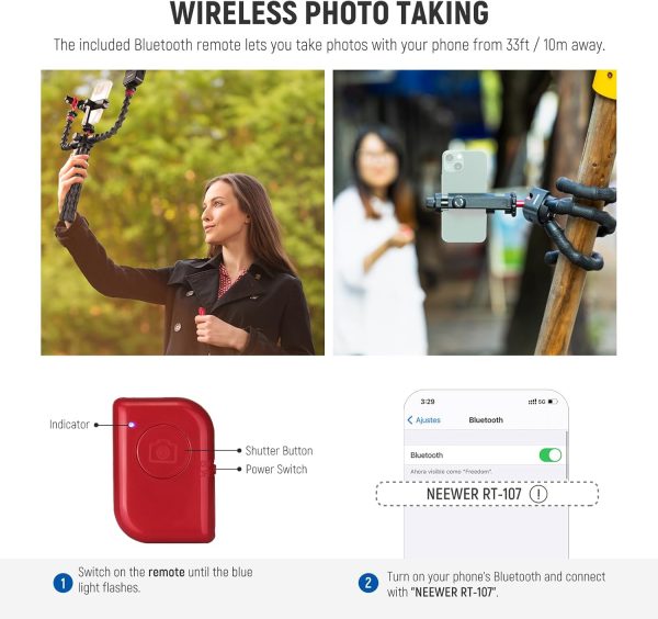 NEEWER T91 Flexible Tripod for iPhone Mini Cellphone Tripod Stand for Vlog, - Image 5