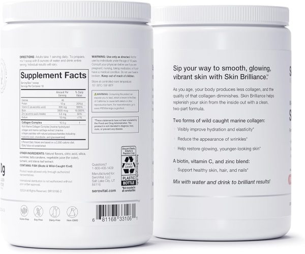 Serovital Skin Brilliance - Marine Collagen Peptides Powder - Hydrolyzed - Image 2