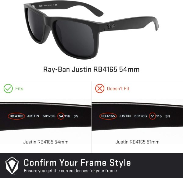 Revant Replacement Lenses for Ray-Ban Justin RB4165 54mm sunglasses, - Image 4