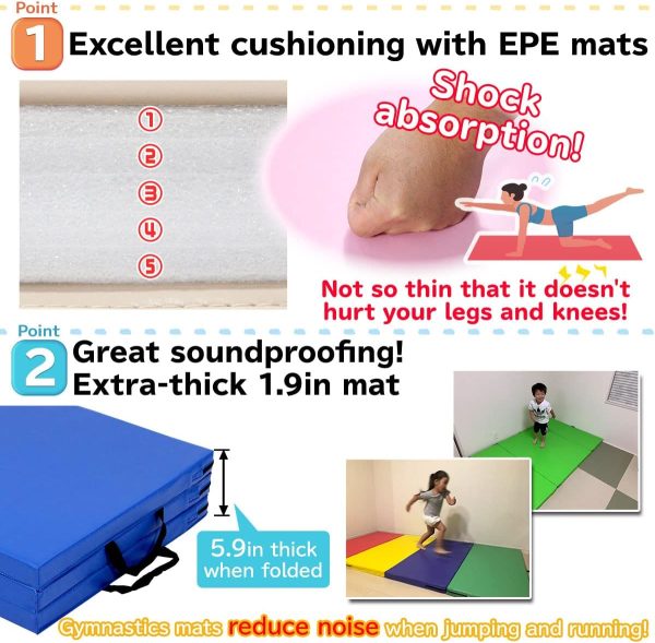 Gymnastics Mat Folding Stretch Mats 71"x24"x2" Exercise Muscle Training - Image 3