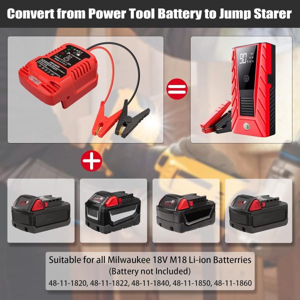 Car Battery Jump Starter Adapter Compatible with Milwaukee M18 18V - Image 5