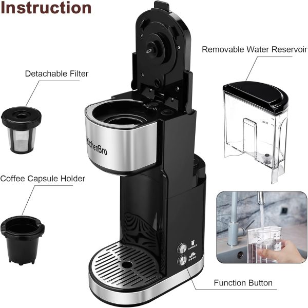 Single Serve Coffee Maker K Cup with Reservoir, Space Saver One Cup Coffee - Image 6