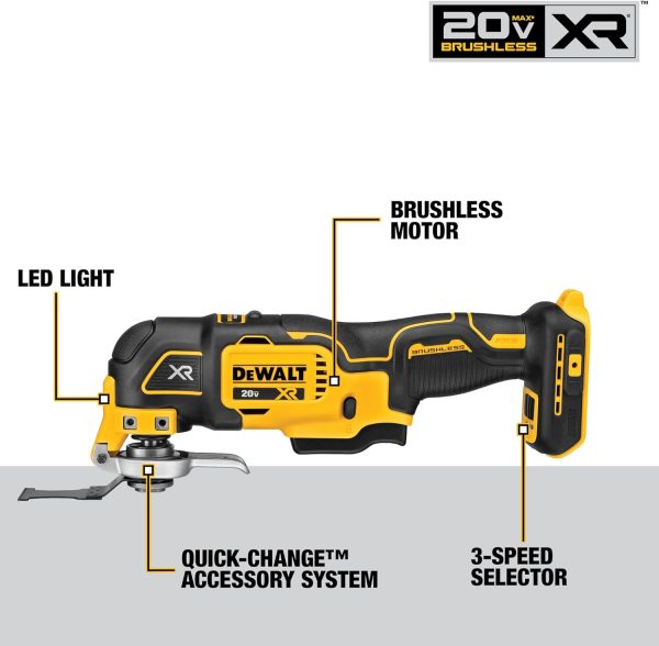 DEWALT 20V MAX XR Oscillating Tool Kit, 3 Speed, With Blades, Battery and - Image 2