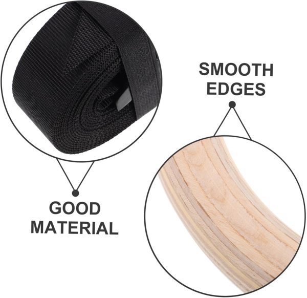 Wooden Gymnastics Rings with Adjustable Straps Bodyweight Pull Up Rings for - Image 7