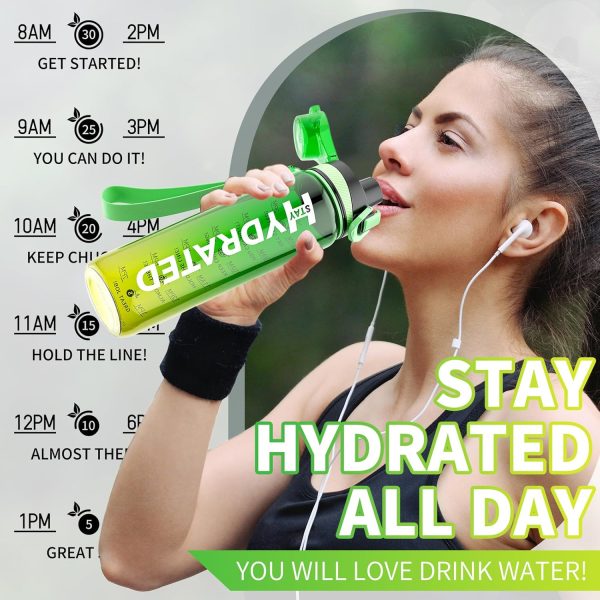 Water Bottle, 32 oz Motivational Water Bottles with Time Marker-Tritan & - Image 4