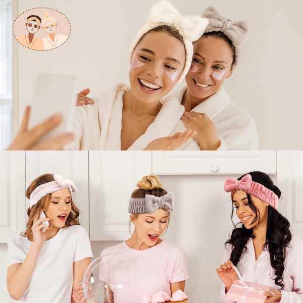 VITEVER 4 Pack Spa Headband for Washing Face, Girls Makeup Bow Tie Hair - Image 7