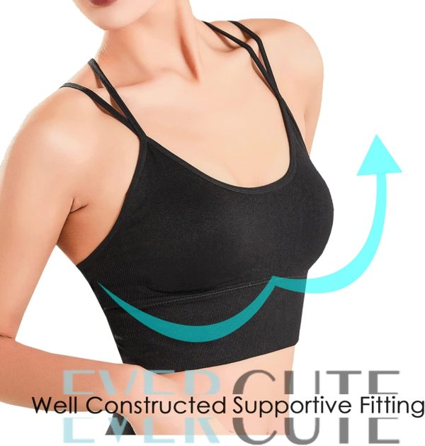 Evercute Cross Back Sport Bras Padded Strappy Criss Cross Cropped Bras for - Image 3