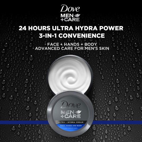 Dove Men+Care Ultra Hydra Cream, Face, Hands and Body care, All Skin Types, - Image 3