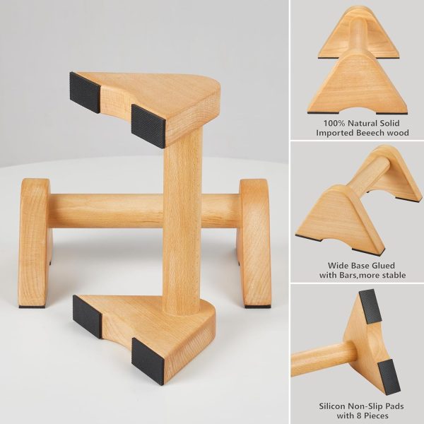 Wooden Push Up Bar Non-Slip Handstands for Floor Workout, Parallettes - Image 4
