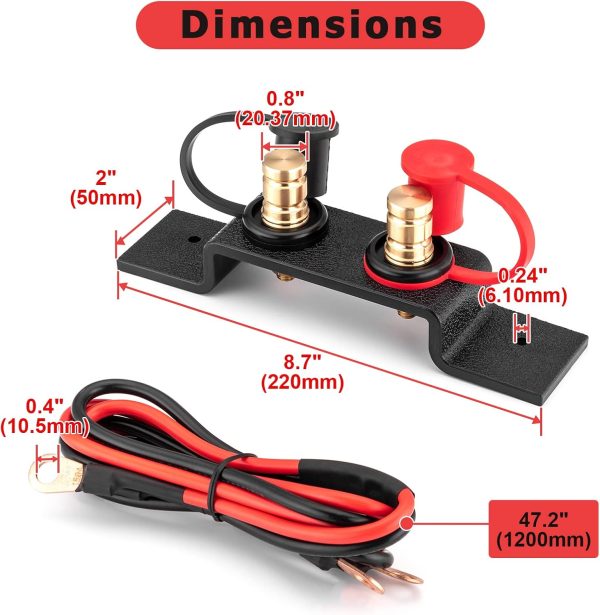 Wsays UTV Battery Jump Post Terminals Relocation Kit Quick Charging Battery - Image 3