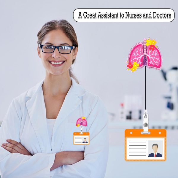 Pink Lung Badge Reel Retractable Respiratory Therapist Nurse RT Nursing - Image 5