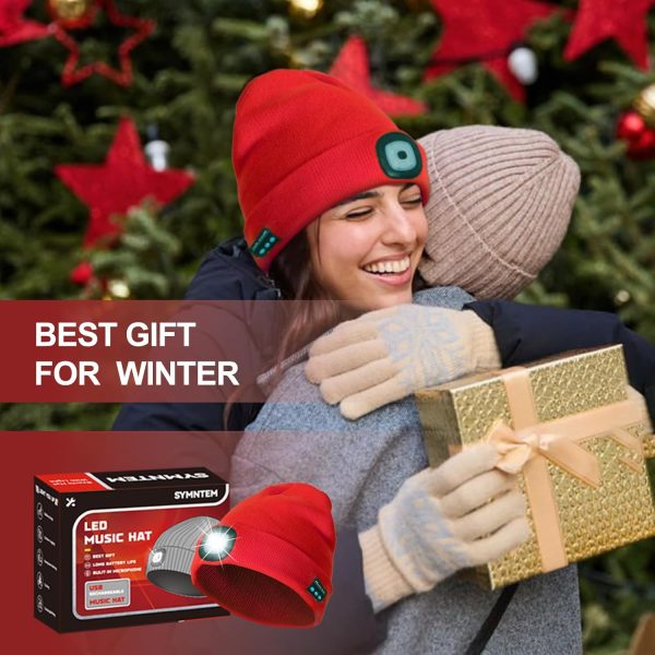 Rechargeable Bluetooth Music Unisex Beanie Hat with Light, Christmas Day - Image 7